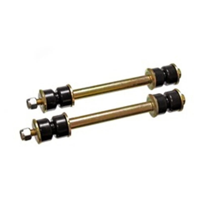 Energy Suspension black polyurethane sway bar end links with heavy duty mounting hardware.