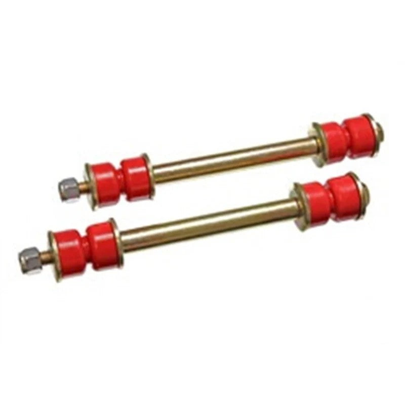 Energy Suspension red Hyper-Flex polyurethane sway bar end link kit with heavy-duty metal hardware and bushings.
