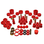 Red polyurethane Energy Suspension Hyper-Flex master bushing kit for 1980-1996 Ford F-150 trucks.