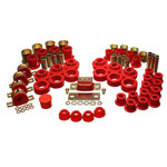 Energy Suspension Red Hyper-Flex polyurethane master bushing set for 1981-1987 Chevrolet and GMC 2WD trucks.