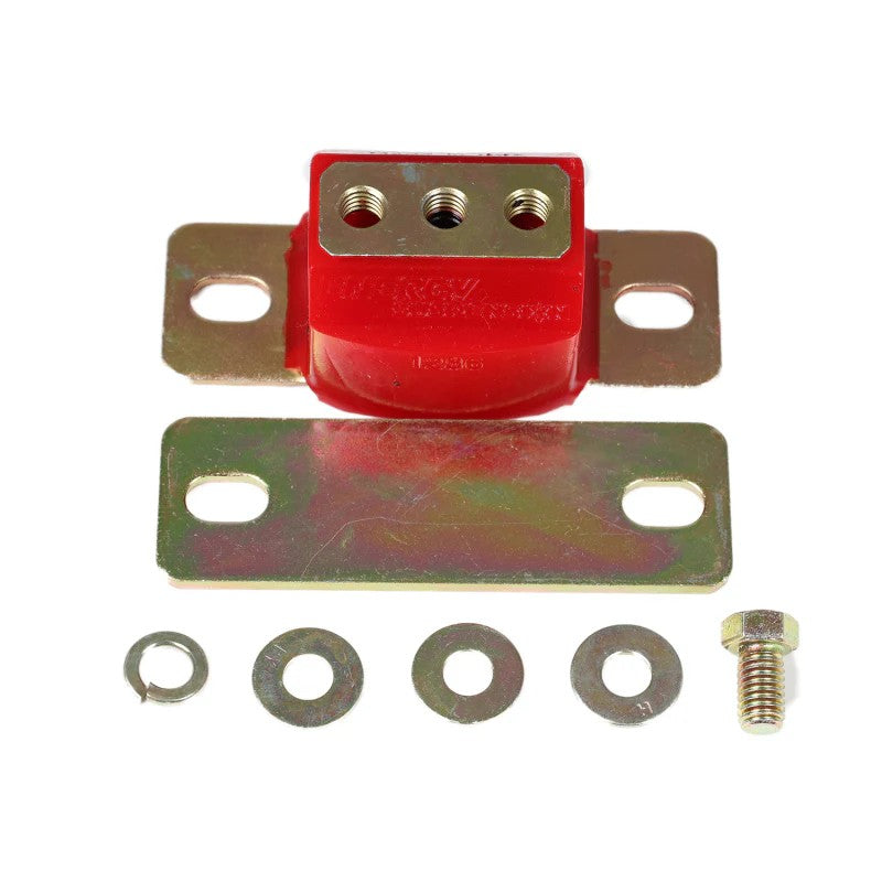 Red Energy Suspension Hyper-Flex polyurethane transmission mount with metal plate for 1982-2002 Chevrolet and Pontiac F-Body.