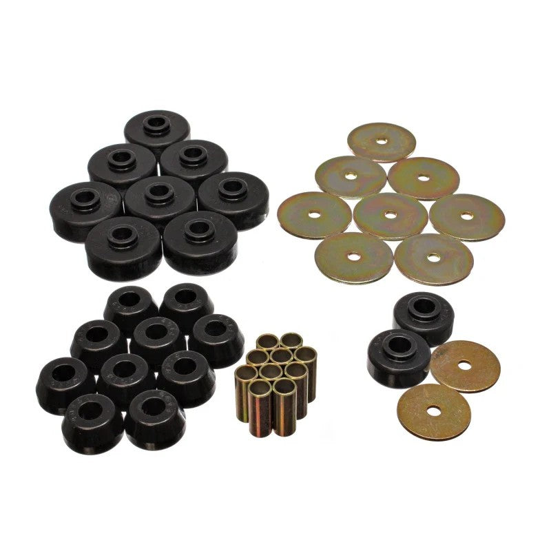 Black Energy Suspension Hyper-Flex polyurethane body cab mounts and hardware for 1984-1988 Toyota 4Runner.