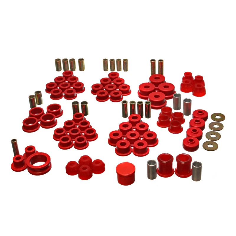 Red Energy Suspension Hyper-Flex polyurethane master bushing kit for 1984-1995 Chevrolet Corvette suspension.