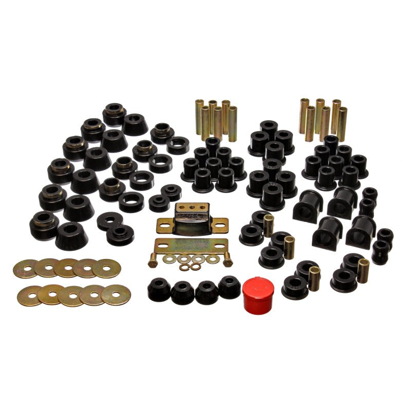 Black Energy Suspension Hyper-Flex Master Bushing Set (2.18101G) for 1987-1995 Jeep Wrangler YJ.