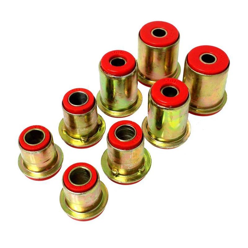 Energy Suspension Red Hyper-Flex polyurethane front control arm bushing kit for 1987-1997 Nissan trucks and SUVs.