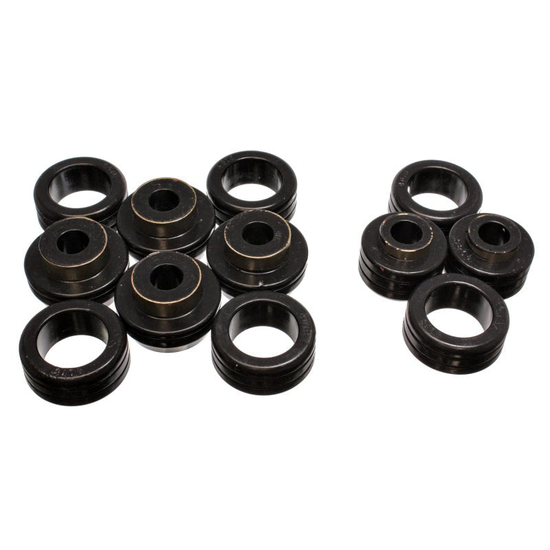 Energy Suspension 5.4106G black polyurethane body mount set for 1987-1996 Dodge Dakota 2WD.