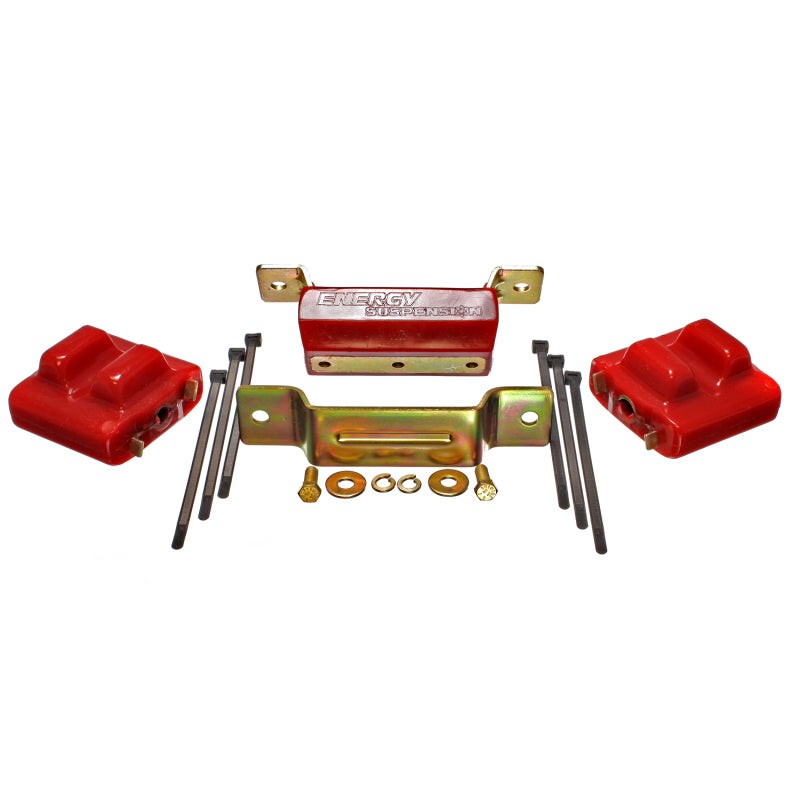 Energy Suspension 3.1131R red polyurethane motor and transmission mount kit with zinc-finished brackets