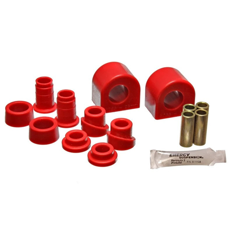 Red Energy Suspension polyurethane front sway bar bushings and end links for 24mm anti-roll bars.