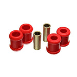 Energy Suspension 9.8138R Red Hyper-Flex polyurethane rear shock bushing set for Chevrolet and GMC trucks.