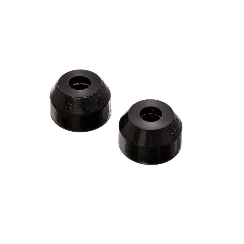 Energy Suspension black octagon-style Hyper-Flex polyurethane tie rod end dust boots.