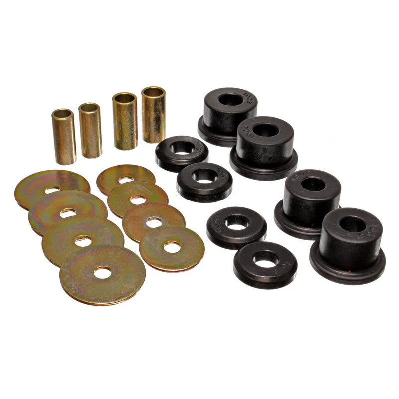 Black Energy Suspension Hyper-Flex polyurethane sub-frame bushing set (5.4103G) for 1990-1994 DSM vehicles.