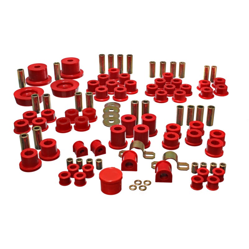 Energy Suspension 11.18102R Red Hyper-Flex polyurethane master bushing set for 1990-2005 Mazda Miata.