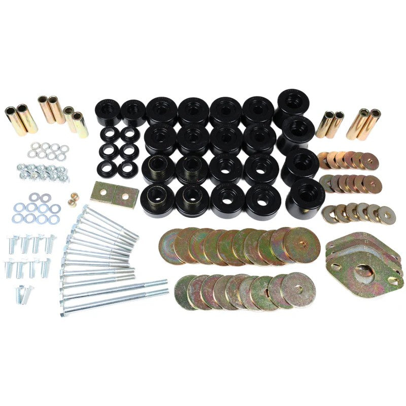 Energy Suspension 8.4113G black polyurethane body mount bushings and hardware set for 1991-1997 Toyota Land Cruiser FJ80