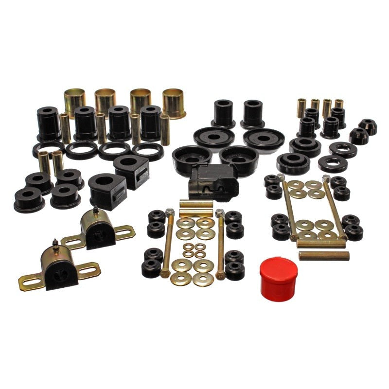 Energy Suspension Hyper-Flex Master Bushing Set in black polyurethane for 1993-2002 Chevrolet Camaro and Pontiac Firebird.