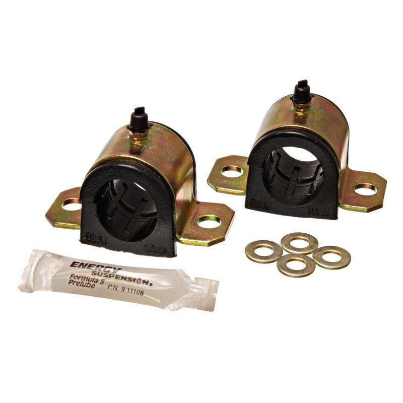 Pair of black Energy Suspension 30mm polyurethane front sway bar frame bushings for 1993-1998 Toyota Supra
