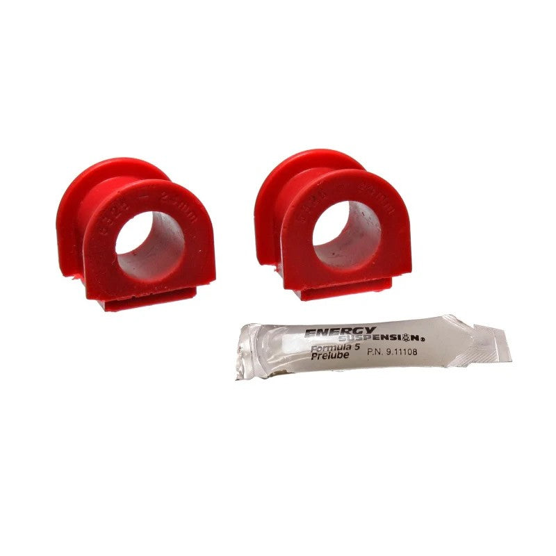 Red Hyper-Flex polyurethane sway bar bushings and end link kit for 1992-2001 Acura Integra and Honda Civic.