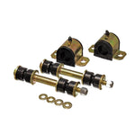 Energy Suspension 8.5123G black 25mm polyurethane front sway bar bushings and mounting hardware.