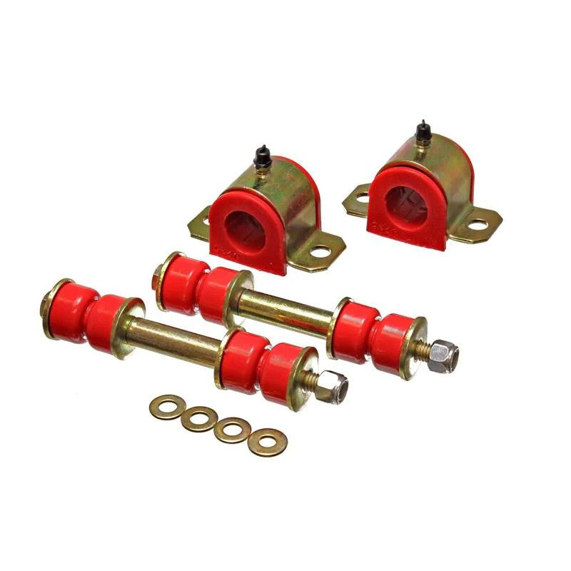 Red Energy Suspension 25mm polyurethane front sway bar bushings and mounting brackets for 1995-2000 Toyota trucks.