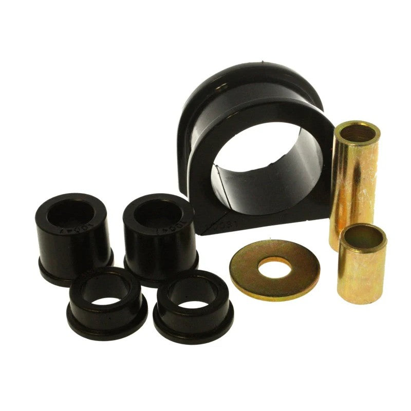 Black Energy Suspension Hyper-Flex polyurethane steering rack and pinion bushings for 1995-2004 Toyota trucks.