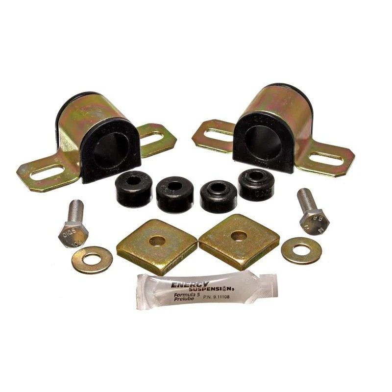 Energy Suspension 27mm black polyurethane front sway bar frame bushings and end link components for 1995-1998 Nissan 240SX.
