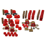 Red polyurethane master bushing kit for 1995-1998 Nissan 240SX S14 chassis.
