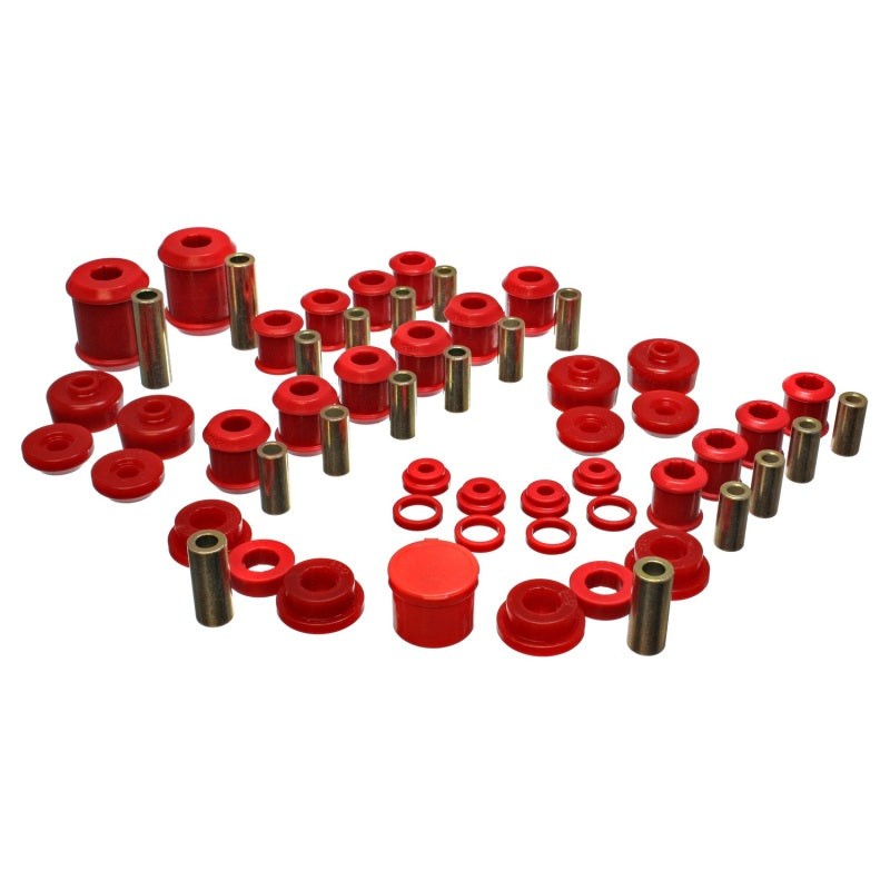 Red Energy Suspension Hyper-Flex polyurethane master bushing kit for 1995-1999 Mitsubishi Eclipse.