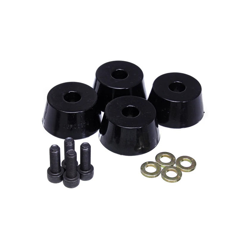 Energy Suspension 8.9103G black Hyper-Flex polyurethane front bump stop set for 1995-2023 Lexus and Toyota trucks.