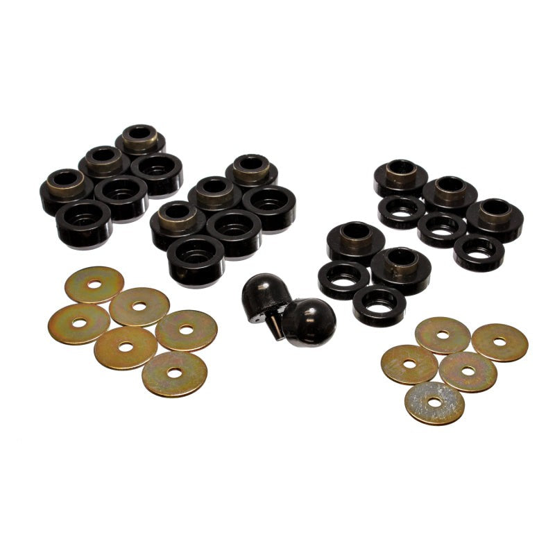 Energy Suspension 2.4107G black polyurethane body mount bushings for 1997-2006 Jeep Wrangler TJ