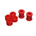 Set of red Energy Suspension Hyper-Flex polyurethane front shock bushings for 1999-2000 Honda Civic Si.