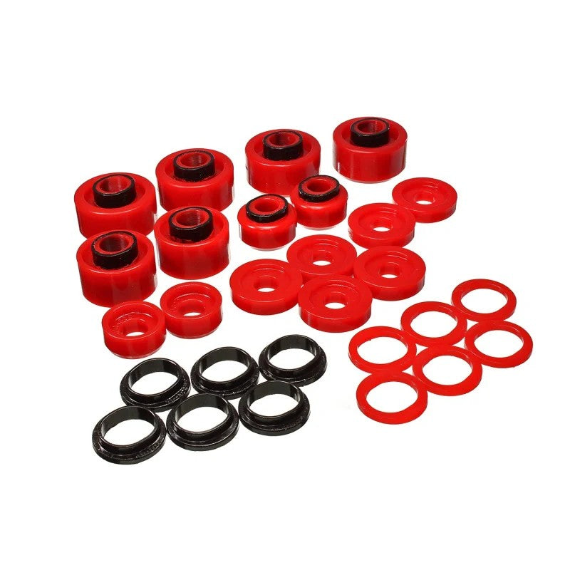 Energy Suspension 4.4120R Red Hyper-Flex polyurethane body mount set for 1999-2007 Ford F-250 and F-350 Super Duty
