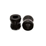 Pair of Energy Suspension black Hyper-Flex polyurethane hourglass-shaped shock bushings with 5/8 inch inner diameter.