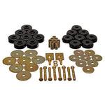 Energy Suspension black Hyper-Flex polyurethane body mount kit with steel inserts for 1959-1964 Chevrolet models.