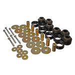 Energy Suspension black Hyper-Flex polyurethane body mount bushings and zinc-plated hardware for Dodge Ram trucks.