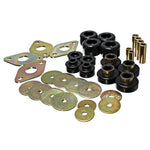 Black Hyper-Flex polyurethane body mount bushings and steel rings for 2005-2015 Toyota Tacoma