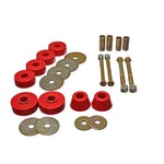 Red Energy Suspension Hyper-Flex polyurethane body mount bushings with steel reinforcement rings for Chevy C10.