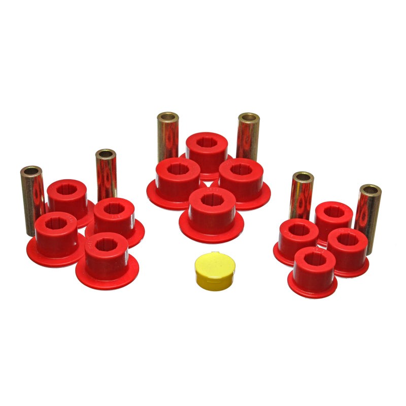 Energy Suspension 3.2141R Red Hyper-Flex polyurethane rear leaf spring bushing set for Chevrolet and GMC trucks