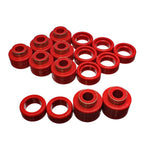 Red Energy Suspension Hyper-Flex polyurethane body mount bushings with zinc-plated steel rings for GM C/K trucks.