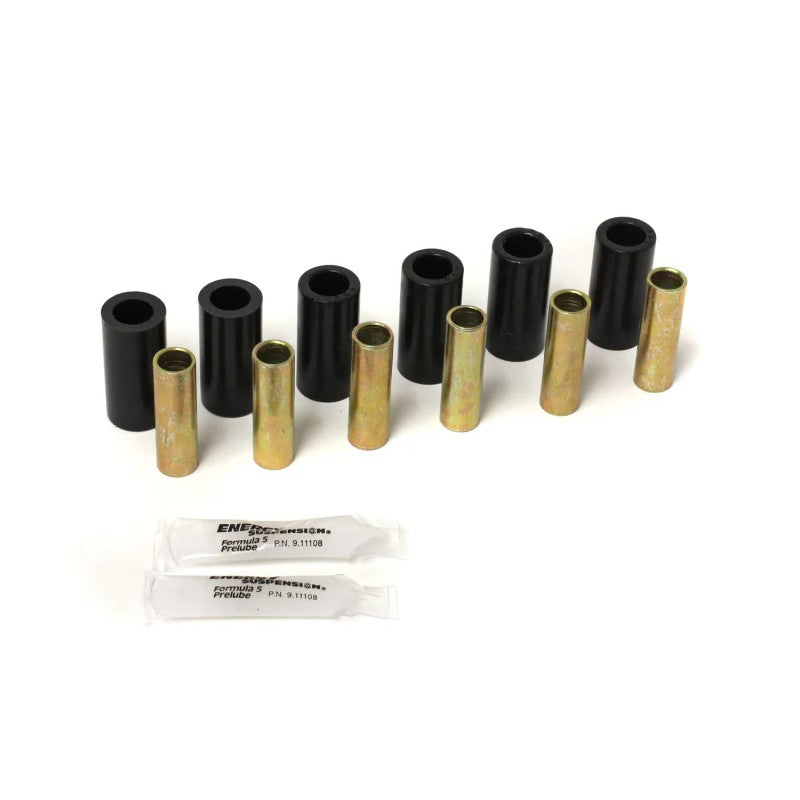 Black Energy Suspension Hyper-Flex polyurethane leaf spring bushings for 1955-1975 Jeep CJ and Willys models.