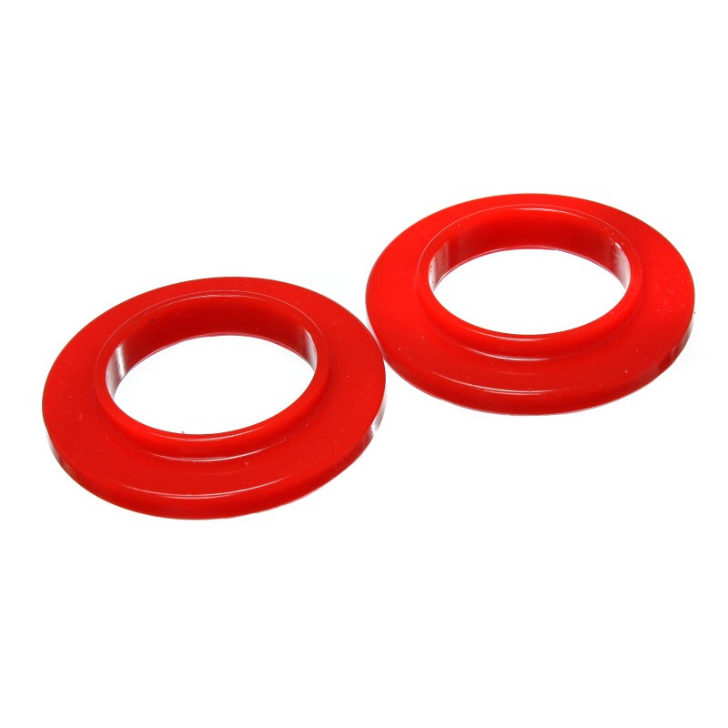 Energy Suspension 9.6104R red polyurethane coil spring isolator set for Toyota and Lexus.