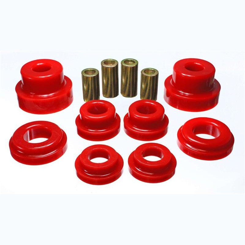 Red Energy Suspension Hyper-Flex polyurethane rear subframe bushings for Chrysler 300 and Dodge LX LC platform vehicles