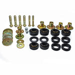Black Energy Suspension Hyper-Flex polyurethane body mount bushings and hardware for 1976-1981 Pontiac Firebird.