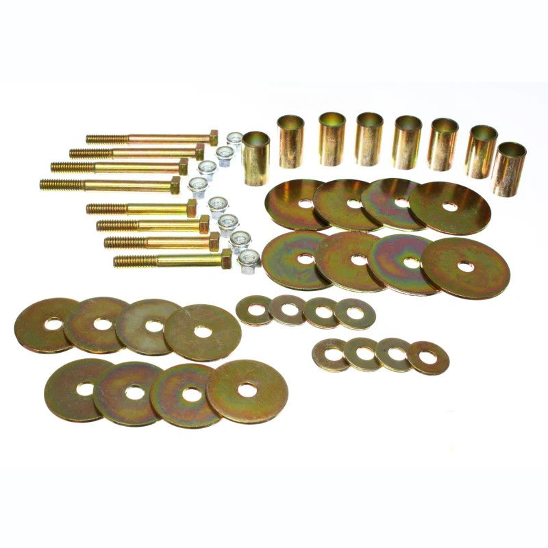 Zinc-plated steel body mount hardware kit for 1966-1977 Ford Bronco