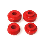 Red Energy Suspension Hyper-Flex polyurethane strut arm bushings with included metal sleeves and hardware.