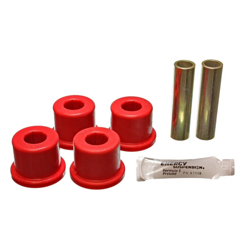 Energy Suspension 3.2139R red Hyper-Flex polyurethane frame shackle set for 1988-2000 GM trucks.