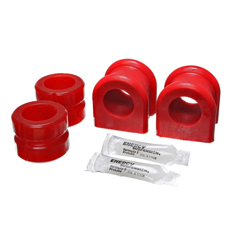 Energy Suspension red Hyper-Flex polyurethane 33mm front sway bar bushings and brackets.