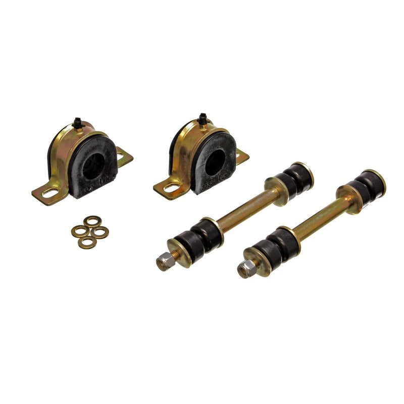 Black Energy Suspension 1-1/8 inch greaseable polyurethane sway bar bushings with silver metal brackets and Zerk fittings