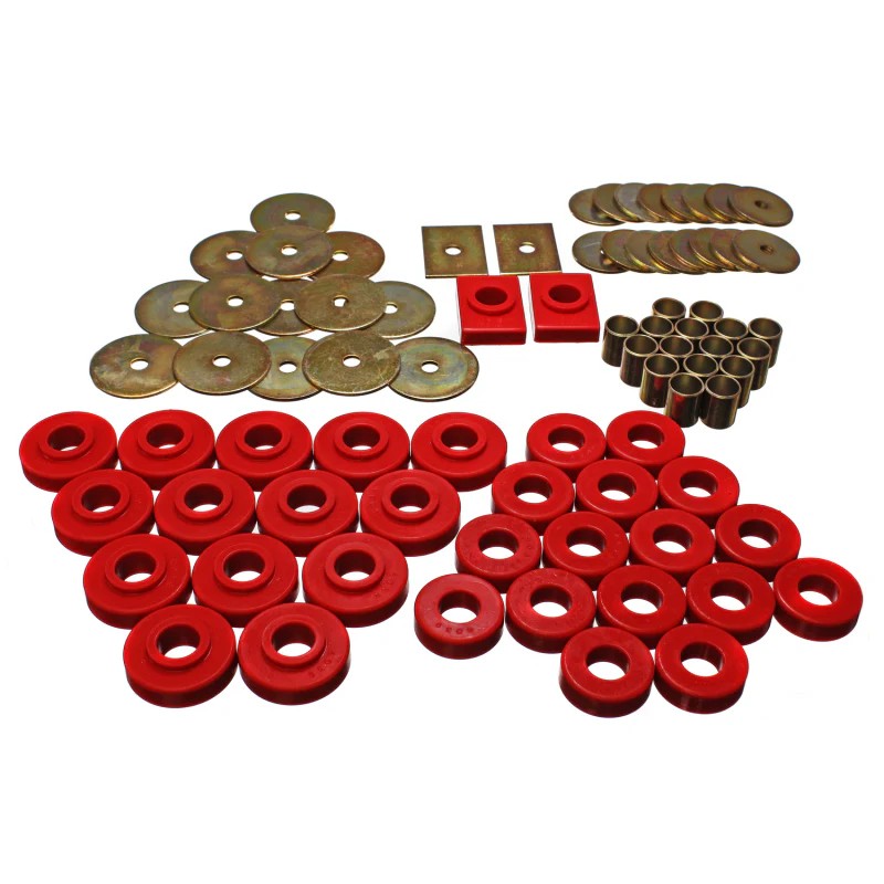 Red Energy Suspension Hyper-Flex polyurethane body mount set for 1955-1957 Chevrolet Bel Air