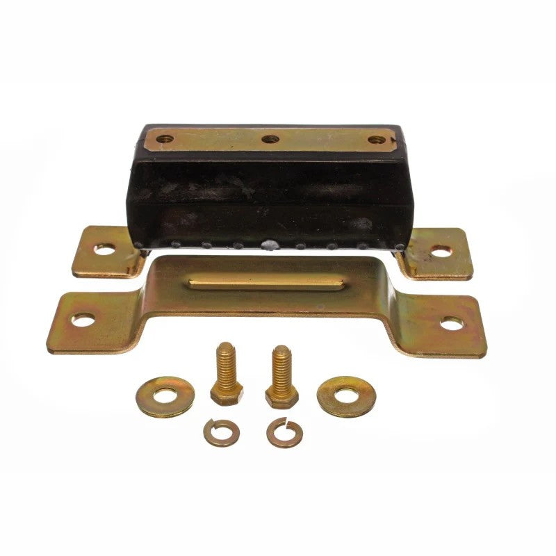 Black Energy Suspension Hyper-Flex polyurethane transmission mount with zinc-plated mounting hardware.