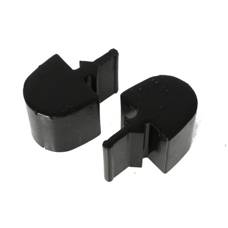 Energy Suspension black polyurethane pull-thru style bump stops with integrated metal mounting plates.