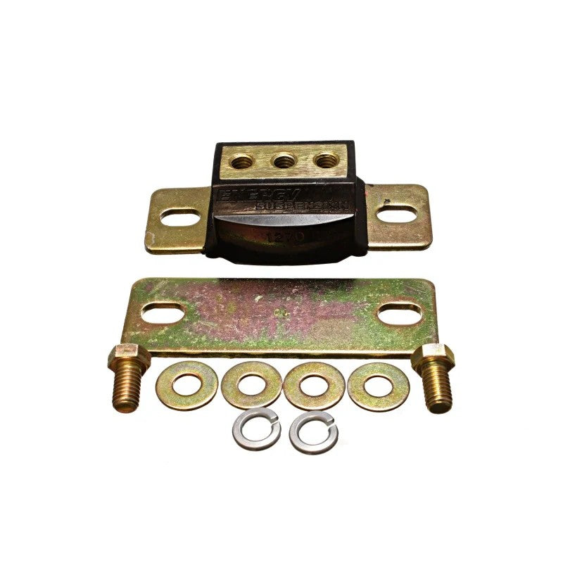 Energy Suspension black polyurethane short transmission mount with safety interlock for select GM vehicles.